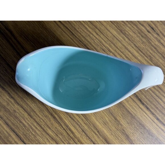 Vintage Ceramic Gravy Boat With Floral Design & Aqua Interior - Picture 6 of 6
